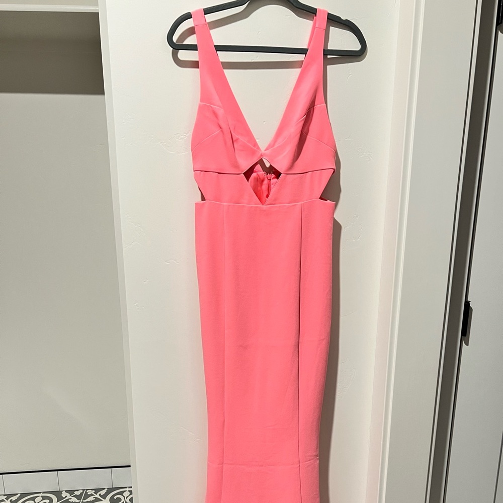 Hot pink mermaid semi formal long dress